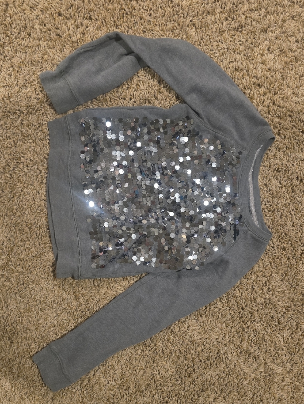 Gray Sequin Front Women's Sweater